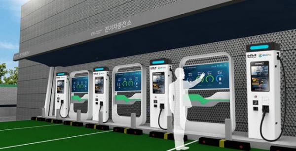 기아와 GS칼텍스가 공개한 협업 전기차 초급속 충전기 예상도. 사진=기아