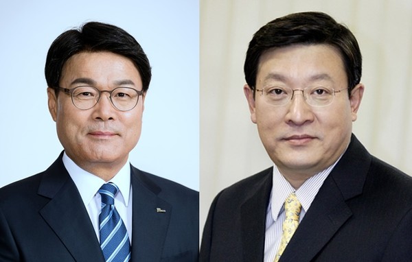 최정우 포스코그룹 회장(왼쪽)과 허태수 GS그룹 회장이 7일 오후 '포스코-GS 그룹 교류회'를 갖고 양사의 핵심 신사업 협력방안을 논의했다.