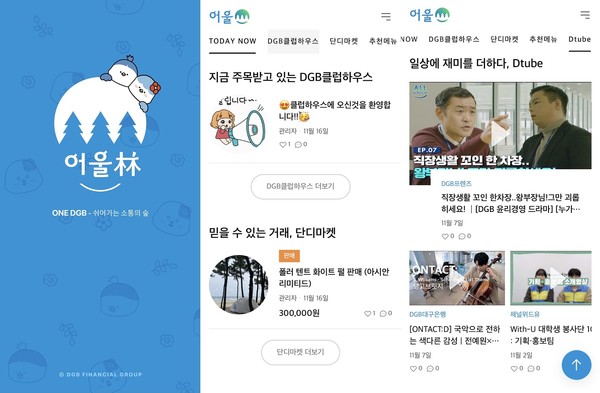 DGB금융지주는 계열사 직원 모두 참여 가능한 그룹 통합 커뮤니케이션 플랫폼 '어울림'을 선보였다. 사진=DGB금융지주