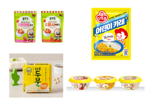 각 사에서 판매중인 유아 전용식 제품 이미지.