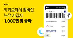 카카오페이 멤버십 누적 가입자가 1000만명을 넘어섰다. 사진=카카오페이