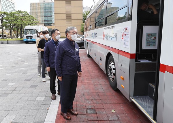 DGB대구은행 창립55주년 맞이 임직원 참여 헌혈 행사를 진행했다, 사진=DGB대구은행