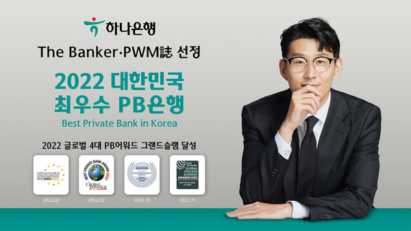 하나은행이 더 뱅커·PWM 선정 ‘2022 대한민국 최우수 PB은행상’을 연속 수상했다. 사진=하나은행