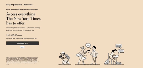 현대카드가 미국 뉴욕타임스와 데이터사이언스 기반 콘텐츠 협업 제휴를 맺었다. 사진=현대카드