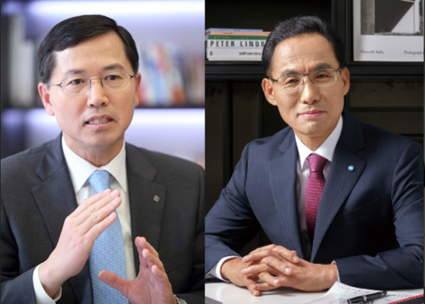 임영진 신한카드 대표(왼쪽)과 김정기 우리카드 대표(오른쪽). 사진=각사