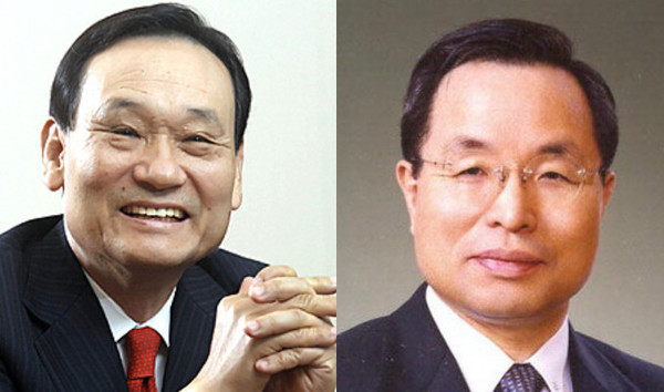 이팔성 전 우리금융지주 회장(왼쪽), 김창록 전 산업은행 총재