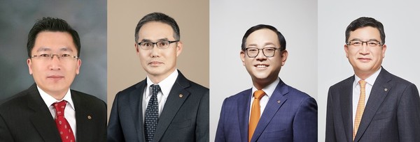 나채범 한화손해보험 대표 내정자, 한두희 한화투자증권 대표 내정자, 권희백 한화자산운용 대표 내정자, 강성수 한화저축은행 대표 내정자. 사진=한화그룹