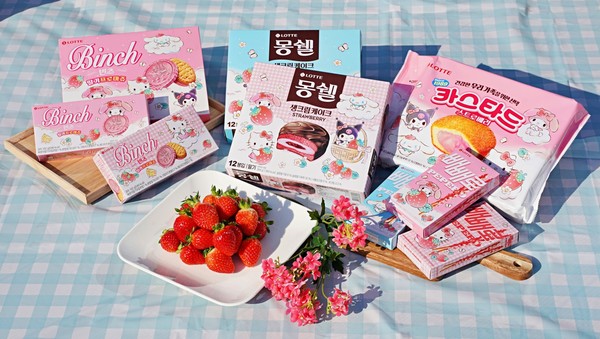 롯데제과 봄 시즌 한정판 딸기 디저트 4종. (사진=롯데제과)