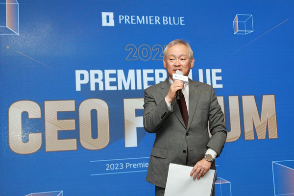 정영채 사장이 Premier Blue CEO 포럼 개강식 축사를 하고 있다. 사진=NH투자증권    
