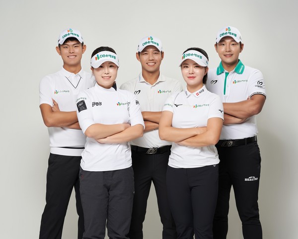 DB손해보험 후원골프선수 (왼쪽부터) 장희민,정시우,문도엽,서어진,서요섭 프로. 사진=DB손해보험
