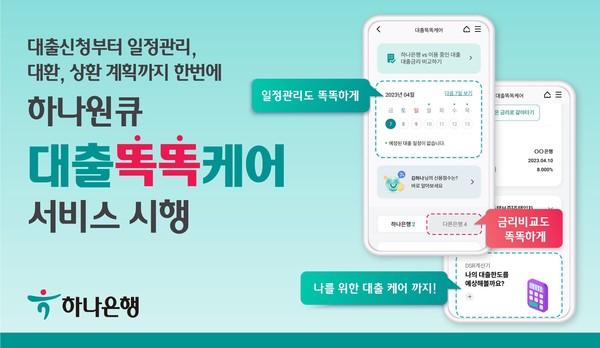 하나은행이 하나원큐 앱에서 ‘대출똑똑케어’ 서비스를 시행한다. 사진=하나은행