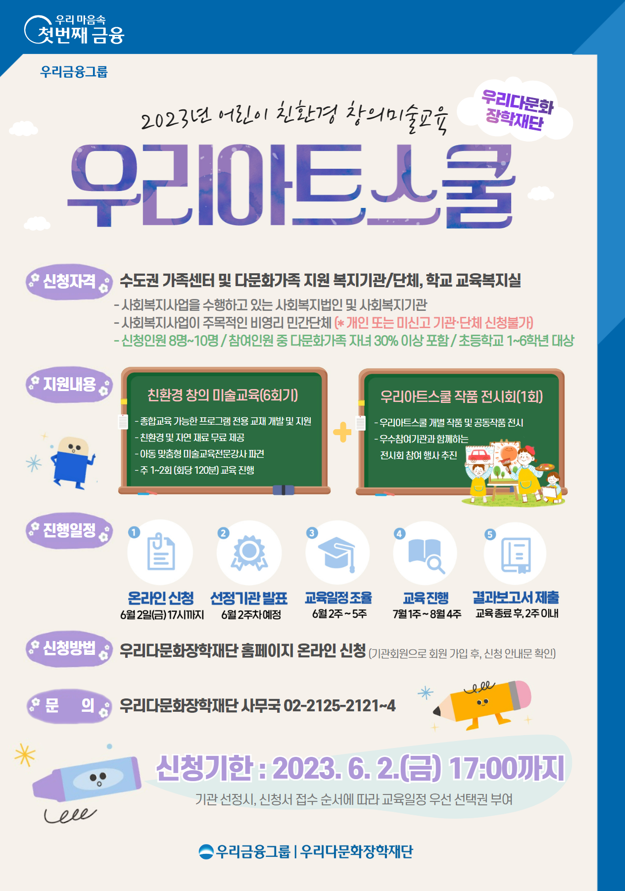우리다문화장학재단이 어린이 체험형 미술교육 참여기관을 모집한다. 사진=우리금융지주