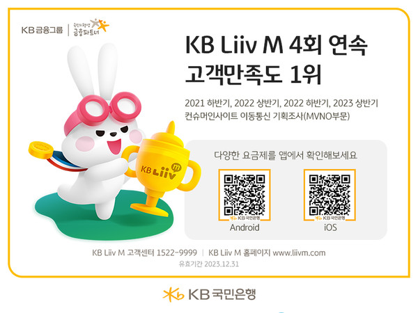KB Liiv M이 2023년 상반기 이동통신 이용자 만족도 1위에 올랐다. 사진=KB국민은행