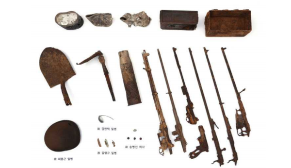 보존처리 대상 6.25 전사자 유해발굴 유품. 사진 제공=문화재청