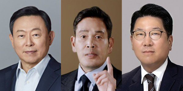 (왼쪽부터) 신동빈 롯데그룹 회장, 정용진 신세계그룹 부회장, 정지선 현대백화점그룹 회장. 사진=각 그룹