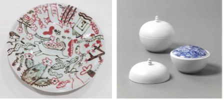 이세용 ‘대접시’와 ‘청화백자 이중합’. 사진 제공=서울공예박물관