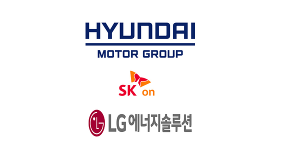 (위에서부터) 현대자동차그룹, SK온, LG에너지솔루션 CI. 사진=각사