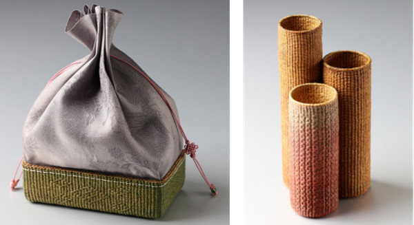 녹색 옻칠 지승 쌈지와 채색 옻칠 지승 형제 필통. 사진 제공=서울시