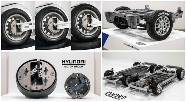 현대자동차·기아는 28일 커뮤니티하우스 마실(서울 중구 명동 소재)에서 '유니휠(UNI WHEEL) 테크데이'를 개최하고 기존 차량 구동 시스템에 변화를 불러올 '유니버설 휠 드라이브 시스템(이하 유니휠)'을 세계 최초로 공개했다. 사진=현대자동차·기아