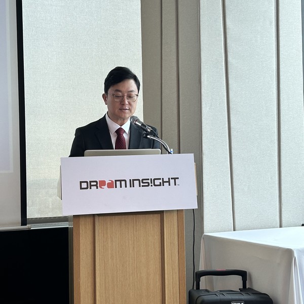 김기철 드림인사이트 대표이사가 29일 서울 여의도에서 열린 기자간담회에서 향후 사업 계획과 비전을 말하고 있다/사진=서한나 기자