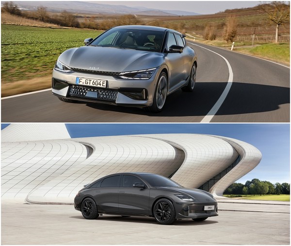 기아 EV6 GT(위쪽)와 현대차 아이오닉6. 사진=현대차그룹