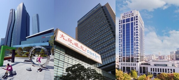 BNK금융지주, DGB금융지주, JB금융지주 본사. 사진=각 사 제공