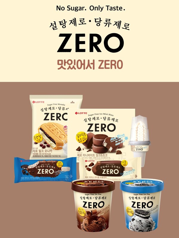 롯데웰푸드가 무설탕 디저트 브랜드 '제로(ZERO)'의 빙과 4종을 새로 선보인다. 사진=롯데웰푸드