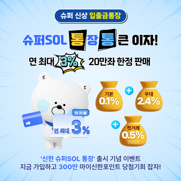 신한은행이 '신한 슈퍼SOL 통장'을 출시했다. 사진=신한은행