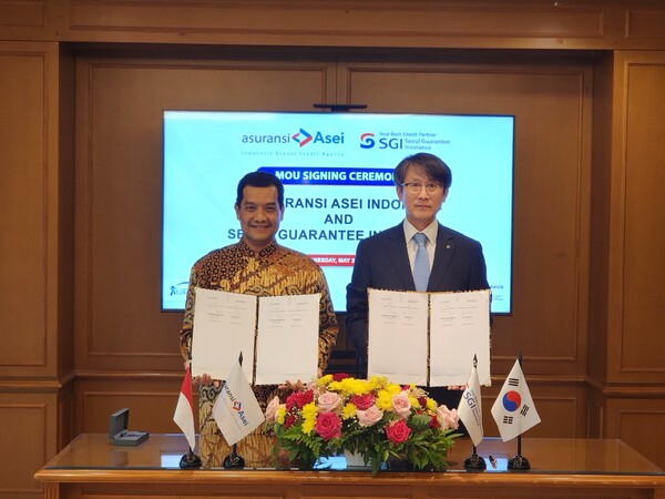 SGI서울보증이 인도네시아 자카르타에서 손해보험사 아쎄이(PT. Asuransi Asei Indonesia)와 인도네시아 보증시장 간접진출을 위한 '전략적 업무 제휴협약'을 체결했다. 사진=SGI서울보증