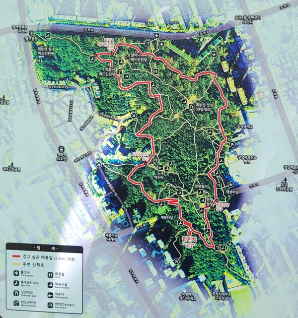 걷고 싶은 매봉길 안내도. 사진 = 안병국 객원기자