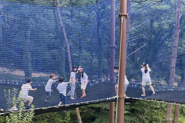 아동들이 '국립공원 ESG 생태탐방 캠프'에서 숲 체험을 하고 있다. 사진=DGB금융지주