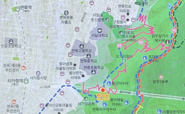 용마산자락길 안내도. 사진 = 안병국 객원기자