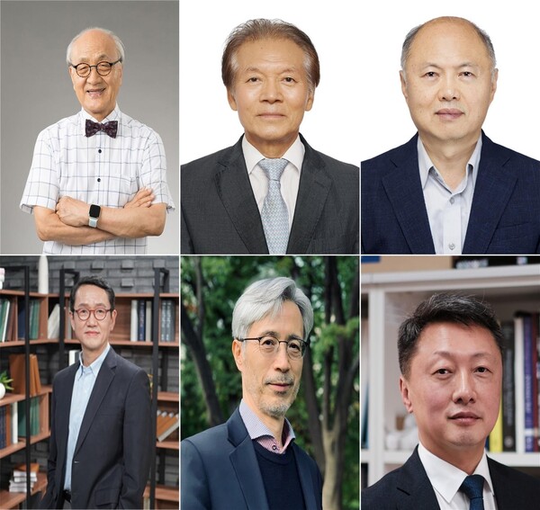 제69회 대한민국학술원상 수상자 사진. 왼쪽 윗줄부터 시계방향으로 남문현 건국대학교 명예교수, 최병선 서울대 명예교수, 채동호 중앙대 명예교수, 성제경 서울대 교수, 김윤영 숙명여대 석좌교수, 김재범 서울대 교수. 사진 = 대한민국학술원