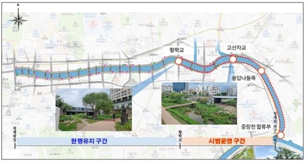 서울시의 청계천 내 반려동물 출입 허용 시범운영 구간 안내도. 사진 = 서울시 