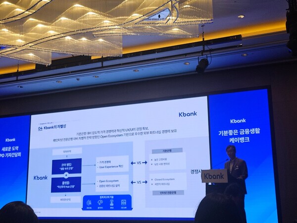 최우형 케이뱅크 은행장이 기자간담회에서 발언하고 있다. 사진=박지혜 기자.