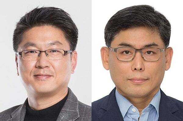 한진만 DS부문 파운드리사업부장 사장(왼쪽)과 김용관 DS부문 경영전략담당 사장. 사진=삼성전자 