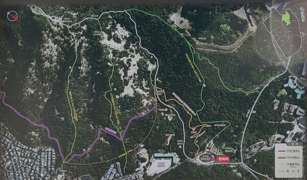 아차산동행길과 둘레길 안내도. 사진=안병국 객원기자