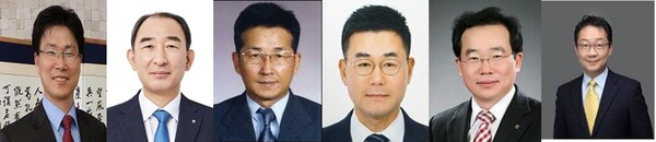 강태영 NH농협은행 대표이사 후보, 박병희 NH농협생명 대표이사 후보, 송춘수 NH농협손해보험 대표이사 후보, 장종환 NH농협캐피탈 대표이사 후보, 김장섭 NH저축은행 대표이사 후보, 김현진 NH벤처투자 대표이사. 사진=NH농협금융지주