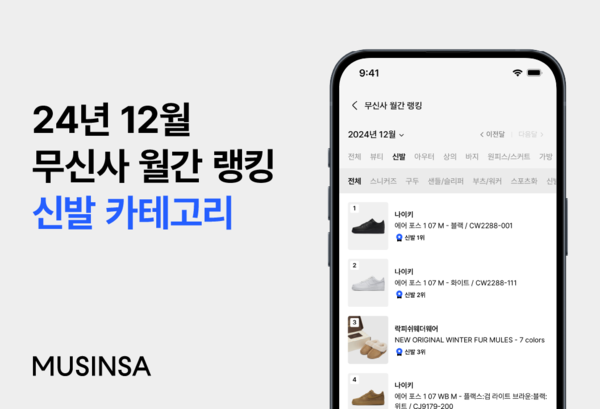 무신사 2024년 12월 월간 랭킹 홍보 이미지. 사진=무신사