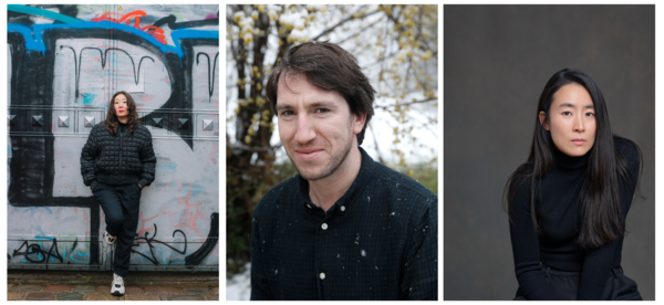 왼쪽부터 김금화, 베르나 피나, 김사라 전시감독. 사진=부산비엔날레조직위원회