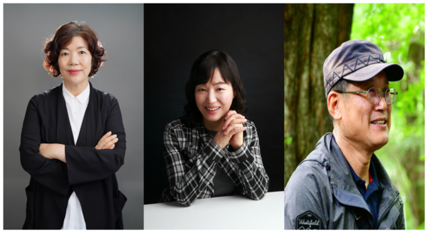 왼쪽부터 시 부문 수상자 김휼 시인, 장편소설 부문 수상자 김미수 작가, 논픽션 부문 수상자 허호준 기자. 사진=제주4·3평화재단