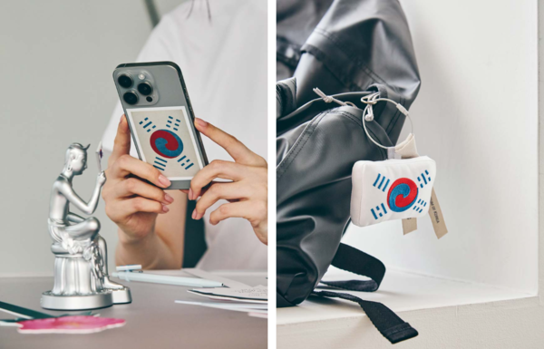 데니 태극기 스티커(왼쪽)와 데니 태극기 키링. 사진=국립박물관문화재단