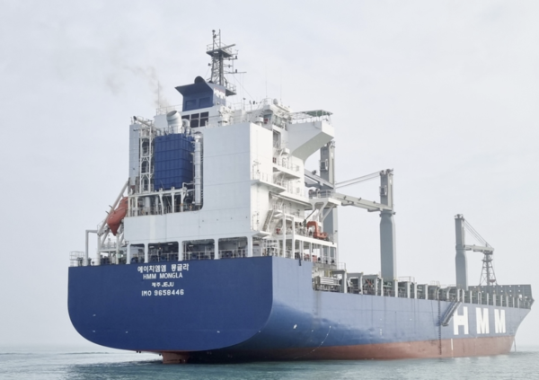 OCCS가 탑재된 HMM 컨테이너 운반선. 사진=삼성중공업