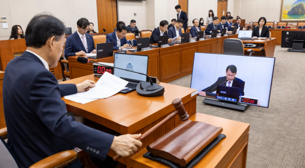 윤한홍 국회 정무위원회 위원장이 2025년도 국정감사 증인 등 출석요구 건을 처리하고 있다. 사진=연합뉴스