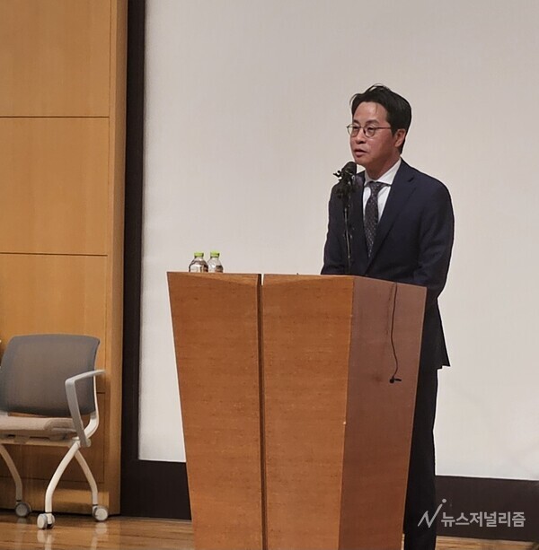 조좌진 롯데카드 대표이사 사장이 18일 오후 1시 30분 부영태평빌딩 1층 컨벤션홀에서 진행된 언론 브리핑에서 발언하고 있다. 사진=이상현 기자.